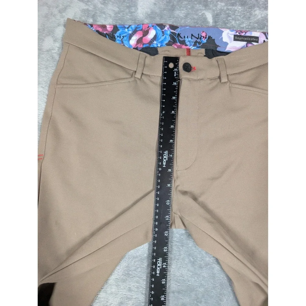 Au Noir Infinity Pants Mens 33x28 Beige Stretch Chino Slim Tapered Casual Golf